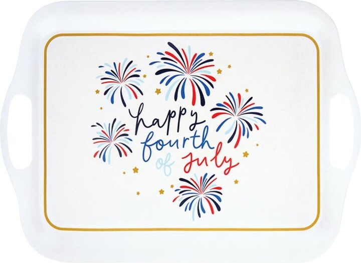 Slant Collections Bamboo Serving Tray, 16.5" x 11.5", Fireworks 4th of July