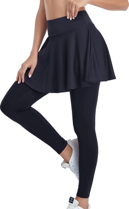 Medium Compression Waisted Leggings with Gathered Skirt Black– TLC