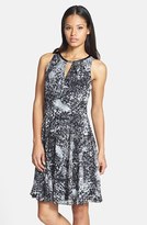 Thumbnail for your product : Donna Ricco Print Cutaway Chiffon Fit & Flare Dress