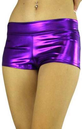 ToBeInStyle Women's Seamless Polyester Metallic Plus Size Mini Booty Shorts