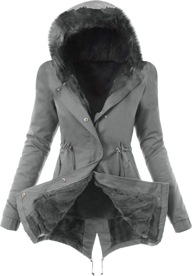 FunAloe Long Puffer Coats for Women Fuzzy Warm Womens Parka Coat