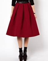 Thumbnail for your product : ASOS COLLECTION Premium Full Midi Skirt in Bonded Crepe