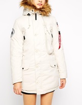 Thumbnail for your product : A Question Of Alpha Industries Polar Parka Coat With Faux Fur Hood