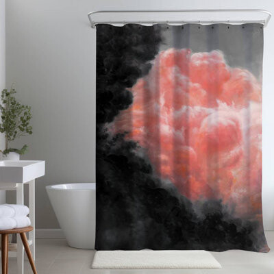 Begin Edition International Inc. Pink Clouds Gray Shower Curtain | Contemporary Bedroom Decor