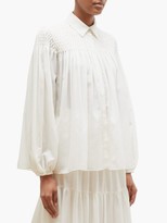 Thumbnail for your product : Gabriela Hearst Carmen Shirred-panel Wool-blend Gauze Blouse - Ivory