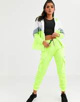 Thumbnail for your product : Qed London QED London elasticated cuff cargo pants in lime co-ord