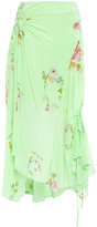 Thumbnail for your product : Preen Line Arya Asymmetric Ruched Printed Crepe De Chine Midi Skirt