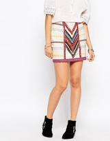 Thumbnail for your product : Pepe Jeans Canvas Mini Skirt With All Over Beading