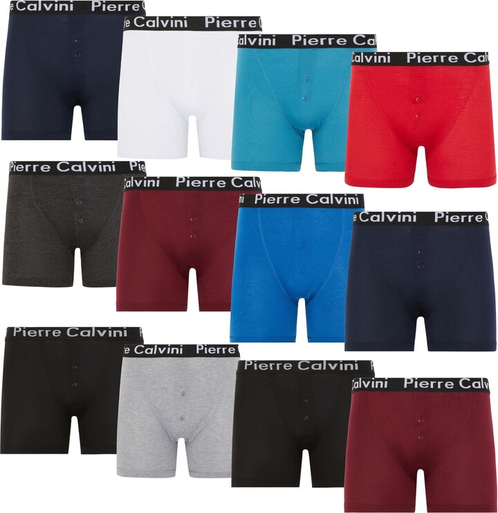 Pierre Calvini (6/12-Pack Mens Boxers with Elastic Waistband | Men's Button  Fly Boxer Shorts in Stretch Fit Design | Breathable Mens Underwear Suitable  for Any Occasion | Mens Boxers Shorts Multipack - ShopStyle