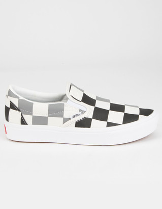 vans black on black checkered slip ons