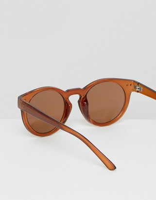 ASOS Round Sunglasses In Crystal Brown