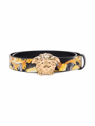 YOUNG VERSACE: Versace Young Baroque belt in printed synthetic leather -  Black