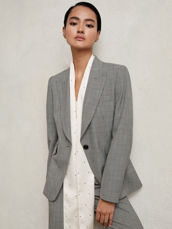 Reiss Single-breasted Check Suit Blazer