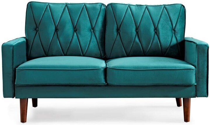 Us Pride Furniture Feemster 57.5 in. Wide Velvet Tufted Cushion Back 2-Seater Loveseat, Green
