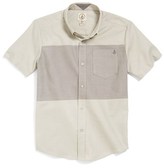 Thumbnail for your product : Volcom 'Weirdoh Big Stripe' Woven Classic Fit Short Sleeve Button Down Shirt (Little Boys)
