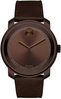 Thumbnail for your product : Movado Bold 42mm case brown IP leather strap mens watch