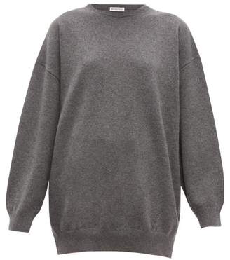 Balenciaga Signature-intarsia Cashmere Sweater - Womens - Grey Multi