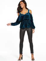 Thumbnail for your product : Bardot Lost Ink Velvet Drawstring Top