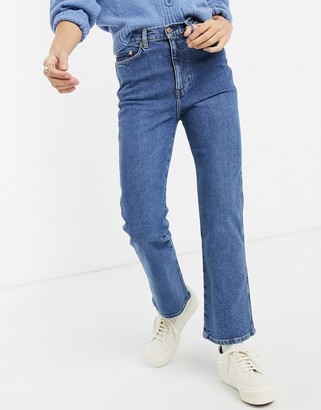 And other stories & Crush organic cotton kick flare jeans in strong blue