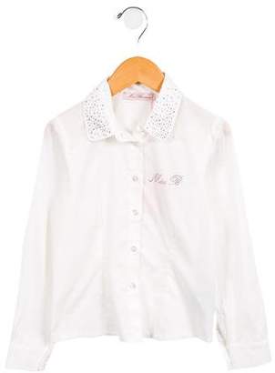 Blumarine Girls' Embellished Button-Up Top w/ Tags