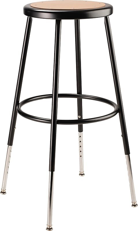 National Public Seating NPS 6200 Series Armless Wood Height Adjustable 24 Inch Stool, Black (6224H-10)