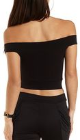 Thumbnail for your product : Charlotte Russe Off-the-Shoulder Cut-Out Wrap Crop Top