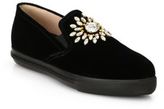 Thumbnail for your product : Miu Miu Velvet Embellished Skate Shoes