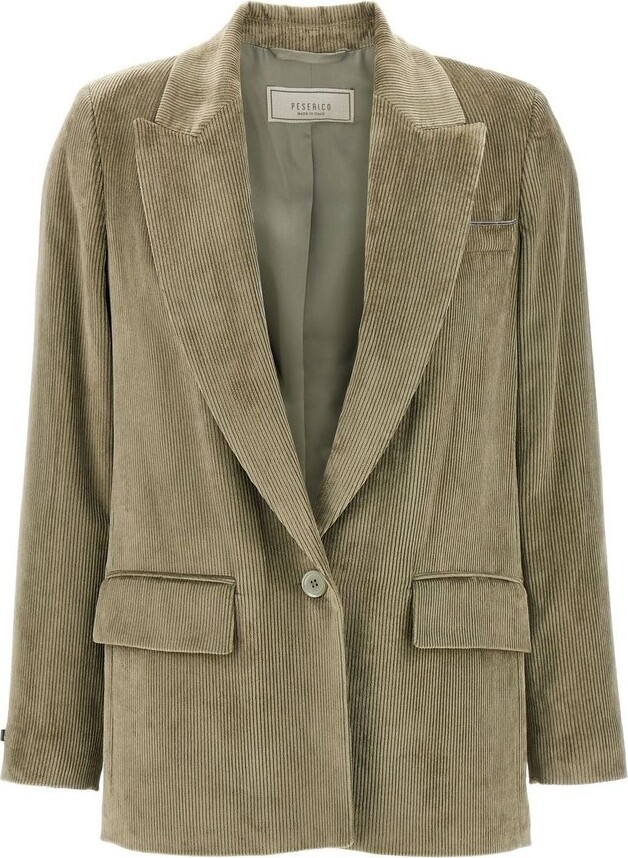 Peserico Single-Breasted Ribbed Velvet Blazer