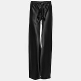 Black Satin Silk Flared Trousers M 