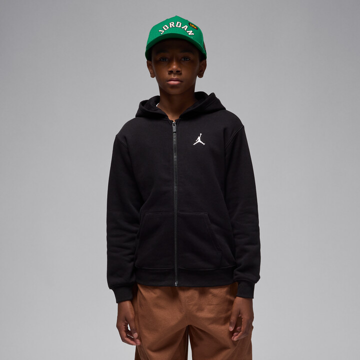 Jordan Brooklyn Fleece Big Kids' Full-Zip Hoodie in Black | 95F115-023