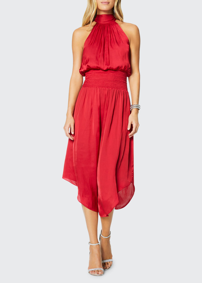 ramy brook annette midi halter dress