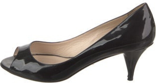 Prada Patent Leather Sandals Black Platform Designer