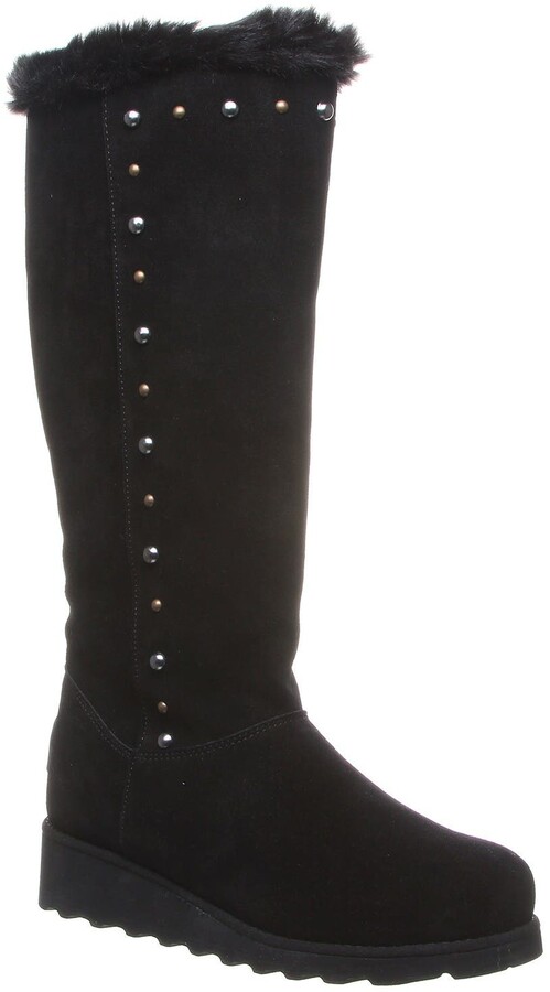 tall black fur boots