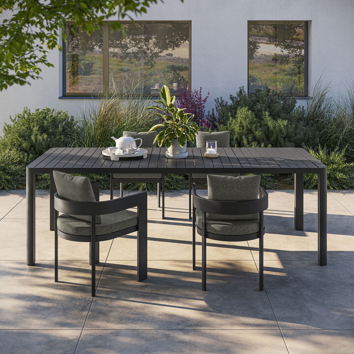 Modway Tahoe Outdoor Patio Aluminum Extendable Dining Table in Gray