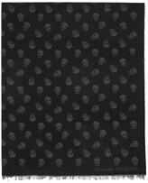 Thumbnail for your product : Alexander McQueen Reversible Black & Grey Skull Scarf