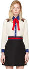 gucci offwhite silk bee blouse
