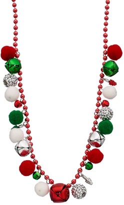 Jingle Bell & Pom Pom Beaded Necklace