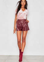 Thumbnail for your product : Ever New Ever New Harmonie Burgundy Faux Leather Shorts