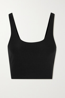 The Upside Lana Cropped Ribbed Recycled Stretch Top - Black