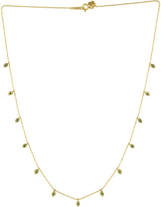 Artisan 18Kt Yellow Gold Emerald Bead Chain Necklace