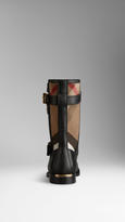 Thumbnail for your product : Burberry Check Detail Belted Leather Boots