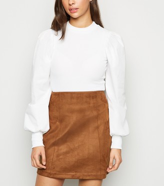 New Look Suedette Seamed Mini Skirt