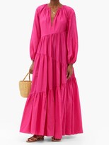 Thumbnail for your product : Matteau Asymmetric Cotton-blend Maxi Dress - Fuchsia