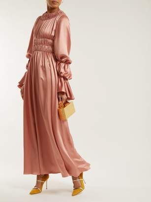 Roksanda Zoya Gathered Silk-satin Dress - Womens - Pink