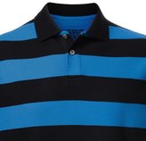 Thumbnail for your product : Charles Tyrwhitt Navy and turquoise stripe short sleeve pique polo