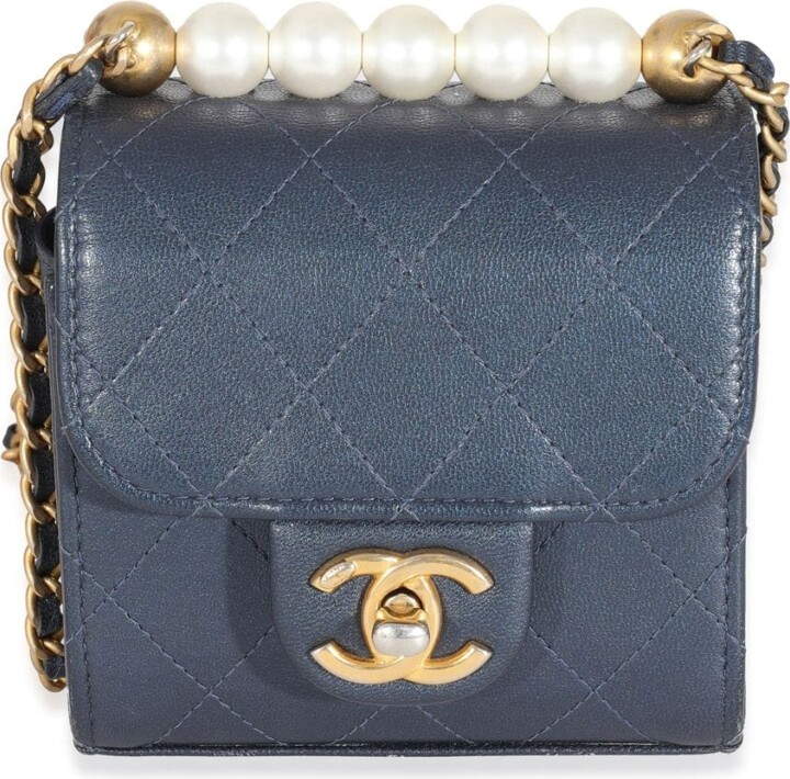 CHANEL Square Classic Single Flap Bag Quilted Matte Caviar Mini