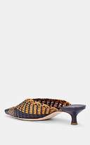 Thumbnail for your product : Barneys New York Women's V'd-Throat Woven Leather Mules - Mustard