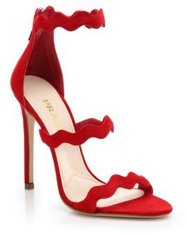 Prada Scalloped Suede Sandals - ShopStyle