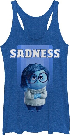 Insideout Women'sInsideOutShySadnessRacerbackTankTop-RoyalBlueHeather-2XLarge