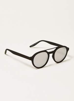 Topman Black Round Mirrored Sunglasses